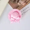 Sombrero de paja tejido con lazo de verano, mini pinza para el pelo linda, pinza de pico de pato, pasador decorativo pequeño y fresco estilo japonés para mujer