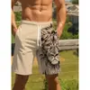 Shorts de Praia Masculino 3D Digital Estampado, Solto, Reto e Respirável para Uso ao Ar Livre