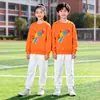 Conjunto de Moletom Uniforme Escolar para Alunos da Educação Infantil e Ensino Fundamental, Roupas Infantis Personalizadas de Manga Longa para Eventos Esportivos, Vestuário para Atividades de Celebração Escolar para Alunos do Ensino Médio