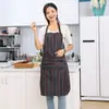 Delantales Rayados de Algodón y Lino al por Mayor desde el Fabricante, Delantales Domésticos Transpirables de Moda para Uso en Restaurante y Cocina, Delantales Antimanchas de Exportación