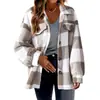 Ropa de Mujer Transfronteriza 2026 Nueva Amazon Otoño/Invierno Chaqueta de Cuadros de Lana de Cordero con Bolsillos Botón Abrigo de Felpa