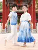 Saia Hanfu Infantil Estilo Chinês para Apresentação de 1º de Junho, Traje Tradicional para Alunos do Ensino Fundamental, Roupa para Foto de Formatura do Jardim de Infância, Verão