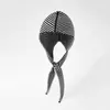 [Personalizado] Cachecol com Capuz Listrado Estilo Coreano Cachecol Quente de Inverno para Pescoço Chapéu Peça Única Cachecol de Tricô Triangular com Capuz