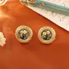 Pendientes Vintage de Perlas de Agua Dulce Naturales Estilo Jardín de Monet Pintura al Óleo Retro Pendientes Redondos Tipo Gota de Aceite de Alta Gama Modernos