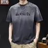 Camiseta Retro Americana Lavada Degradê de Manga Curta para Homens, Tamanho Grande, Nova Camiseta Pesada de Alta Qualidade Verão 2026
