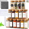 Conjunto de Garrafas de Temperos para Exportação Mais Vendido com Tampa de Bambu e Tampa de Madeira de Acácia, Conjunto Combinado de Saladeira de Pimenta para Cozinha e Pote de Vidro para Especiarias