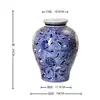 Nuevo Jarrón de Cerámica de Porcelana Azul y Blanca Estilo Chino con Tapa, Tarro de Almacenamiento, Recipiente para Arreglos Florales de Sala de Estar, Adorno de Decoración para el Hogar, Porcelana