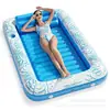 Rede Inflável de Água em PVC Cama Flutuante Dobrável de Verão com Encosto Drenagem Flutuante Cadeira Longa Festa na Piscina Flutuante Montar