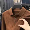 Nuevo Suéter Básico de Invierno 2025 para Hombre, Engrosado, de Mediana Edad, Holgado, Color Sólido, Casual, Suéter de Punto con Cuello Campana para Hombre al por Mayor