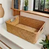 1 pieza Canasta de Almacenamiento Tejida a Mano de Ratán - Duradera Rectangular de Mimbre para Baño, Dormitorio, Sala de Estar, Decoración del Hogar, Canasta de Almacenamiento Multifuncional, Canasta de Almacenamiento Estilo Minimalista