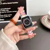 Correa de Reloj con Hebilla de Pétalo Plateada Galvanizada Adecuada para Apple Watch S9 con Hebilla Plegable Ovalada Glaciar Grabada con Láser