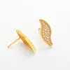 Pendientes de Hoja de Diamante Completo de Nuevo Estilo Transfronterizos, Pendientes Sencillos de Moda para Mujer Ligeramente Lujosos y Elegantes, Pendientes Personalizados de Gama Alta Europeos y Americanos