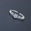 Anillo abierto de plata de ley 925 con diseño de flor, anillo de plata lisa, joyería de plata de ley de Corea al por mayor
