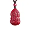 Mineral Crudo Cinabrio Guanyin Colgante Calmante Estilo Luz de Estrella Arena Púrpura-Dorada Año de Nacimiento Collar Unisex Regalo Mayoreo