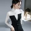 Camisa de cuello alto y manga larga para otoño e invierno, nueva base interior, elegante blusa falsa de dos piezas.