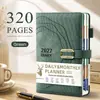 Agenda diaria versión inglesa 2027 transfronteriza, calendario de una página por día, manual de eficiencia horaria, cuaderno personalizable
