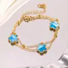 Pulseira de aço titânio Griz não desbota, vendida em alta no exterior, para mulheres, pulseira de trevo de quatro folhas, estilo Ins, personalidade, galvanização a vácuo 18K