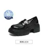 Mocasines de Malla para Mujer 2026 Nuevos de Verano Transpirables de Malla Slip-on Estilo Británico Aumentadores de Altura Zapatos de Piel Negra