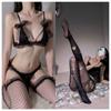 Ropa interior sexy de encaje de tres puntos con pecho pequeño y gran perla, tanga tentador, pasión, sin despegar, traje para mujer 9972
