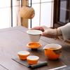 Juego de té de kung fu de cerámica portátil con taza exprés para viaje en coche, juego pequeño individual, tetera de una olla y dos tazas