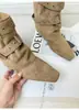 Elegantes botas de otoño 2026 con puños plisados, botines coreanos estilo western para mujer, cinturón retro