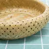 Cesta de Ovos Tecida em Bambu Artesanal para Uso Doméstico, Cesta de Bambu Tecida em Forma de Ninho de Pássaro Redondo de Camada Dupla, Armazenamento de Lanches, Produtos de Bambu