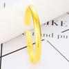Pulsera abierta al por mayor de 6 mm chapada en oro Pulsera de cobre de cara ancha con palabra de bendición de Dragón y Fénix chapada en oro para mujer