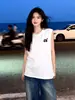 Marca Americana Moderna Estampa de Letras Verão Esportivo Sem Mangas Camiseta de Algodão Puro Design Casual Unissex Top