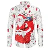 Europa Venta Caliente Serie Navideña Impresa en 3D Creativa Divertida Casual Holgada Festival Limitada Camisa de Manga Larga para Hombre