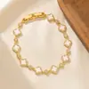 Versión Coreana del Nuevo Pulsera Clásica Transfronteriza de Cuatro Hojas Negra y Blanca para Mujer, Lujo Ligero, Moda de Alta Gama, Joyería de Alta Calidad
