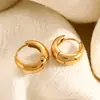 Brincos de Aço Inoxidável Transfronteiriços com Estilo Único e Fashion, Formato C Versátil com Cravação de Zircônia, Banhados a Ouro 18K, Conservam a Cor, Brincos à Prova d'Água