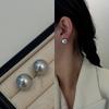 Más fáciles para combinar el mismo estilo de Match Blogger Pendientes de Perlas Rosadas Shijia Redondos Aguja de Plata Esterlina S925 Pendientes Clips para Orejas Estilo Ins para Mujer