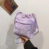 Bolso bandolera con cadena y bordado de rayas arcoíris, informal, sencillo, de tela, 2024