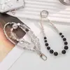 Corrente de celular com pingente de bola de diamante de prata de alta costura, personalidade, camada dupla, acessórios de corrente para pingente de bolsa, universal