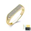 Anel Masculino em Prata de Lei S925 com Moissanita Full Pave Ajuste Denso Anel Masculino de Banda Retangular Fábrica de Origem Atacado Anel de Noivado