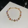 Pulsera de Cierre Redondo Colorida con Circonita Brillante, Pulsera de Lujo Ligero de Alta Gama, Accesorio de Mano Versátil Dulce de Nicho y Personalidad para Mujeres