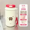 Taza isotérmica de doble boca con estampado de gatito y pez, suave y linda, transfronteriza, con cordón, adecuada para estudiantes, para ir al trabajo y para el coche, portátil y fácil de llevar