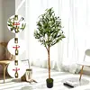 Árbol de olivo artificial transfronterizo, planta de suelo, planta de interior en maceta para decoración del hogar, adorno para escaparate, árbol de olivo desmontable