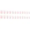 Uñas Portátiles Blancas con Borde Blanco Estilo Francés, Color Sólido Blanco Lechoso Suave, Uñas Postizas Trapezoidales Medias, Pegatinas de Uñas Terminadas Versátiles