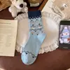 Meias de Lã Quentes e Aconchegantes Estilo Fair Isle para Mulheres, Meias Grossas Quentes de Cano Médio Estilo Japonês Boneco de Neve Árvore de Natal Outono e Inverno