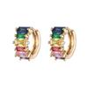 Joyería geométrica al por mayor de Corea del Sur, aretes de gema ovalada brillante, aretes de hebilla para la oreja con incrustaciones de circonita, temperamento súper hada de color