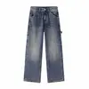 Ropa Vintage Yidao Otoño 2026 Nuevo Retro Americano Ropa de Trabajo Jeans de Mezclilla Hombres Lavado Sentido del Diseño Pantalones Rectos Holgados