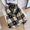 Bufanda de Imitación Cachemir a Cuadros Arcoíris Estilo Coreano 2025 para Mujer Otoño e Invierno Estudiante Pareja Mohair Bufanda Cálida Estilo Largo