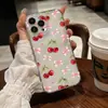Suprimento de e-commerce transfronteiriço: Capa de celular transparente estilo coreano de menina doce, rosa cereja, com laço e coração, estilo garota, capa macia para atacado