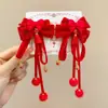Pinza para el pelo de niña pequeña León Danzante Hanfu Borla Año Nuevo Accesorio para el pelo Peluca Princesa Lazo Adorno para el pelo Pinza para el pelo de niños