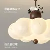 Luz de techo para habitación infantil de viento, dormitorio, niño, niña, estilo crema, panda de dibujos animados, luz colgante pequeña creativa