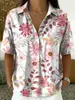 2026 Verano Transfronterizo Nuevo Top Casual para Mujer con Estampado Floral, Estilo Vacacional, Holgado, Cuello Solapa en V, Manga Corta