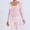 Atacado transfronteiriço de roupas de yoga: Tops esportivos leves, de secagem rápida e manga longa, conjuntos de roupas fitness de alta elasticidade e que modelam o corpo, peça única para dropshipping