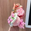 Llavero Colgante de Ramo Relleno Día de San Valentín Cumpleaños Flor Rosa de Lana Colgante de Bolsa de Regalo Pequeña Regalo