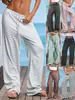 Pantalones Largos Casuales Versátiles de Mujer con Cordón Elástico, Rayas y Bloques de Color, Estilo Nuevo 2025, Transfronterizos Europeos y Americanos
